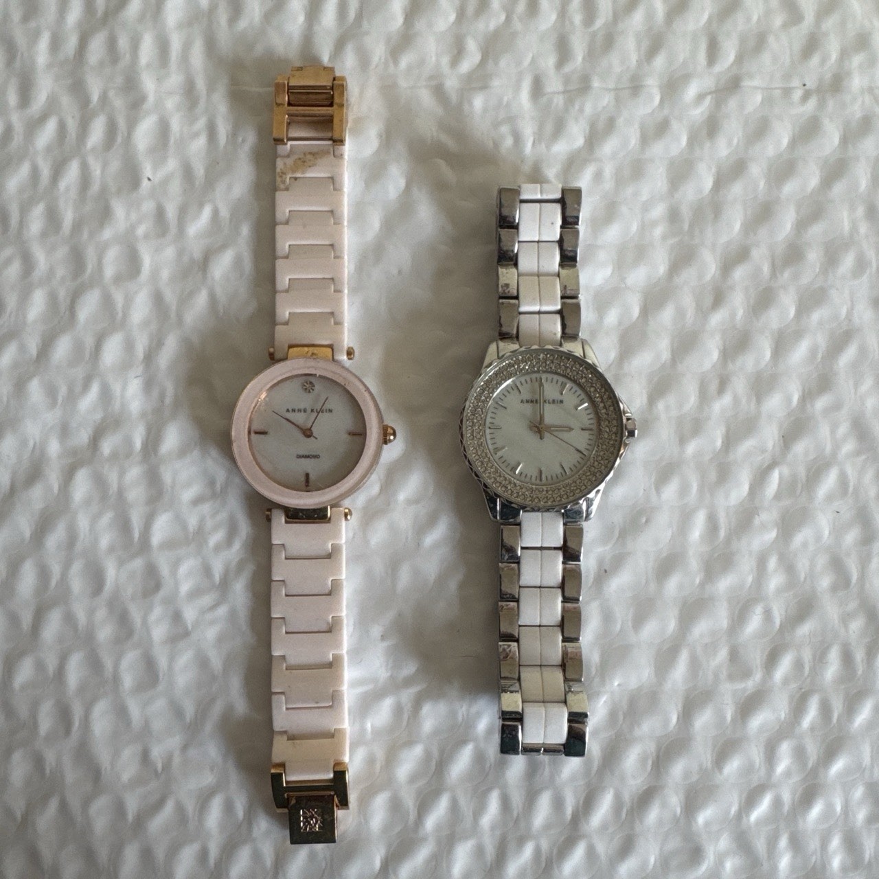 Anne Klein Diamond Women’s Quartz Analog White Dial Ceramic/Steel Bracelet