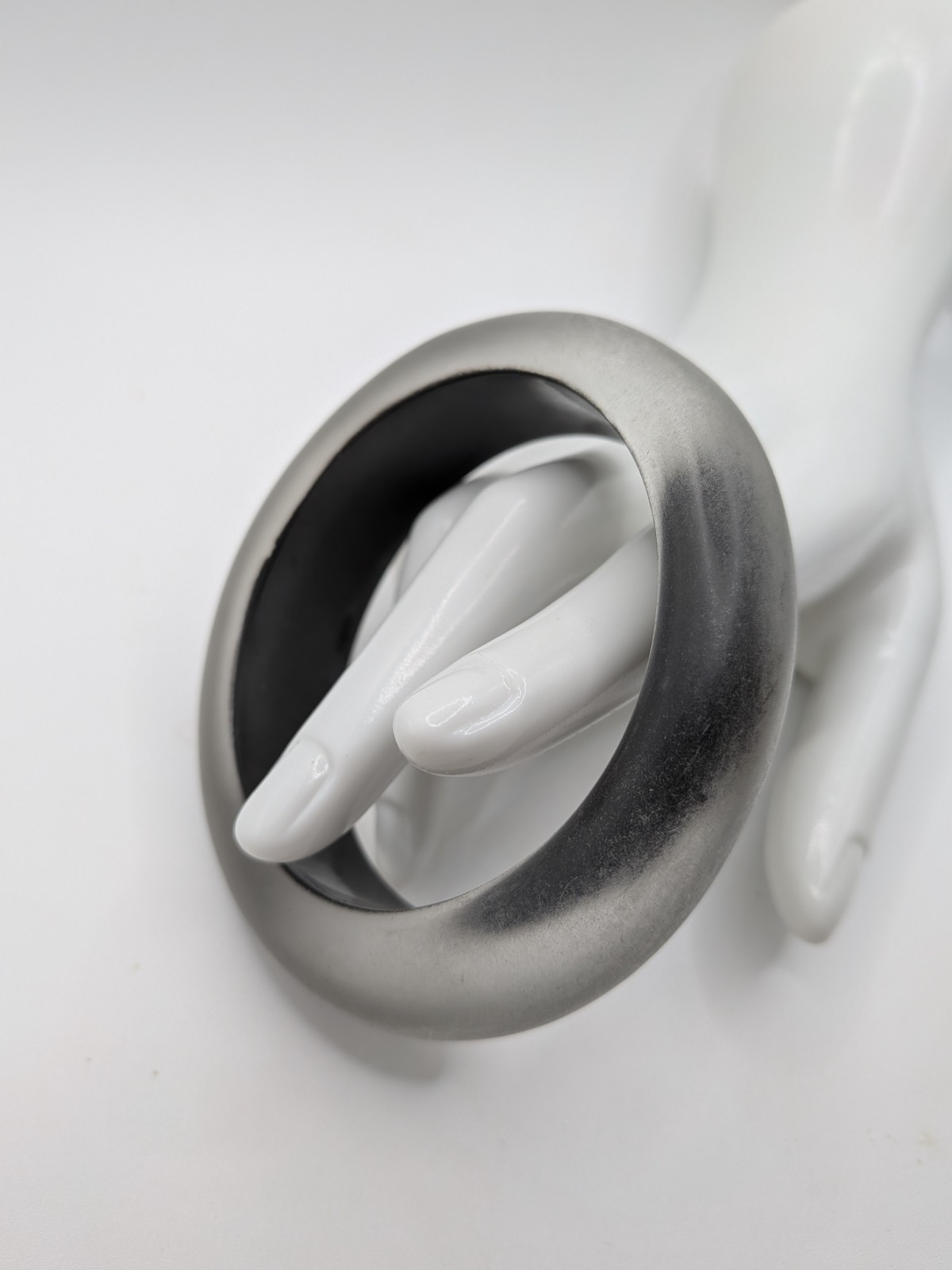Lucite Bangle Bracelet Frosted Silver-Gray Tapered Semi Transparent Side View