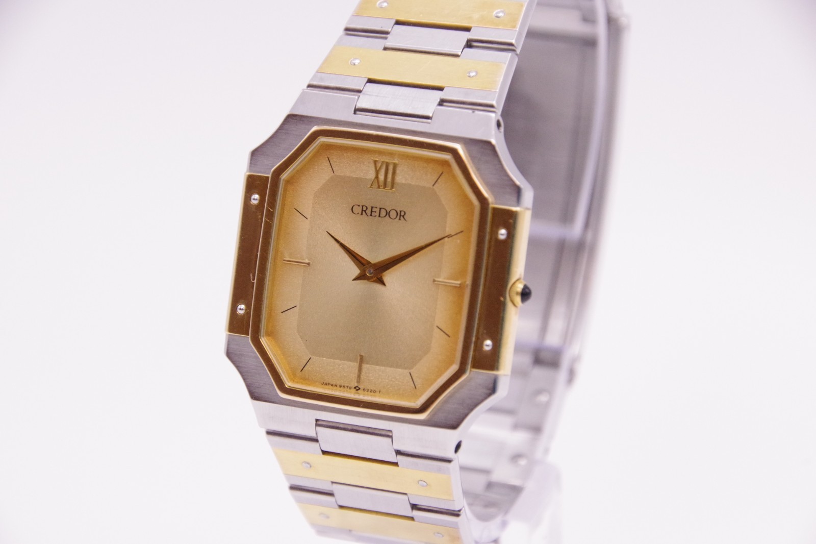 Reserved [Exc+5] SEIKO CREDOR 9570-5210 Two Tone 14K 16cm Qz Unisex JAPAN