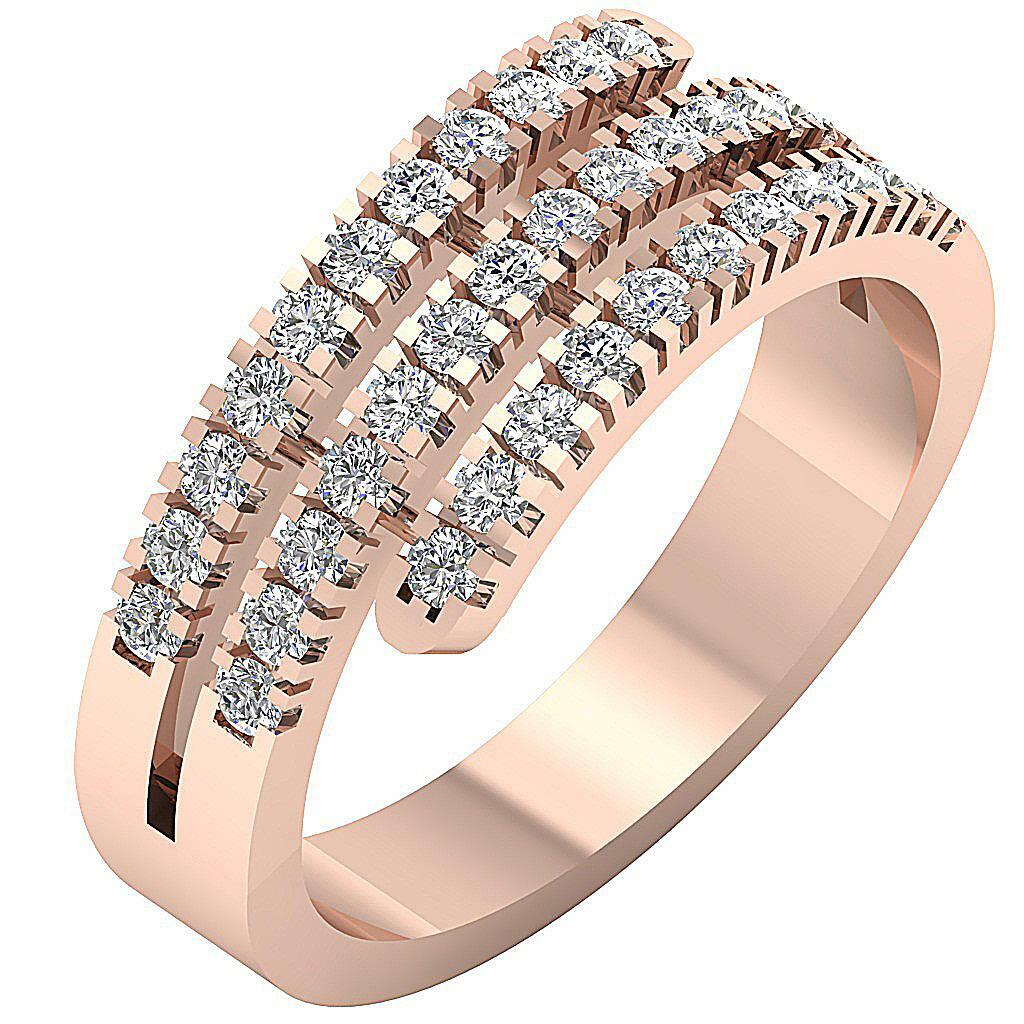VVS1 F 0.90 Ct Natural Diamond Right Hand Anniversary Ring 14K Rose Gold 7.80MM