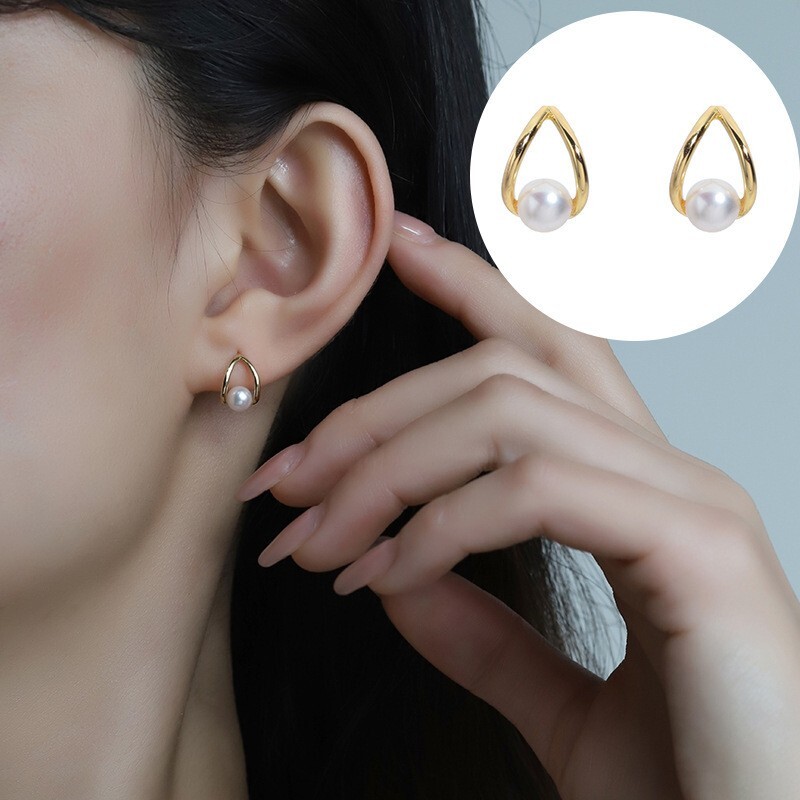 14k Gold Filled Water Drop Pearl Stud Earrings