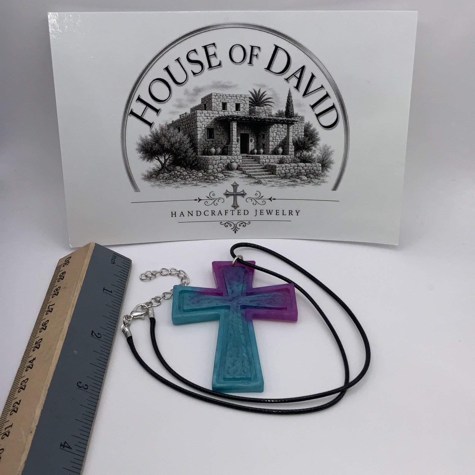 House Of David Handmade Cross Necklace Cotton Candy