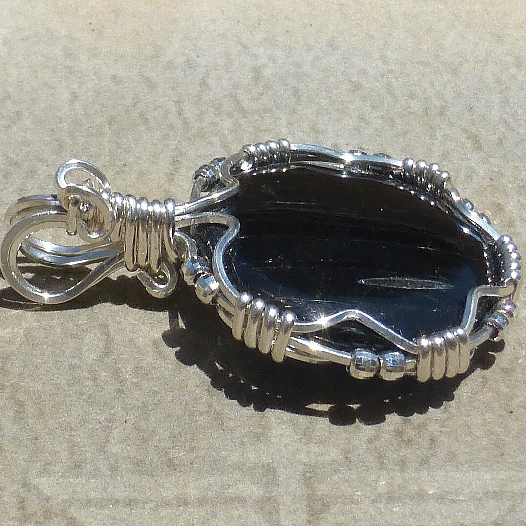 Natural Hypersthene cabochon in Sterling silver PENDANT (Stone 33.5 TCW)