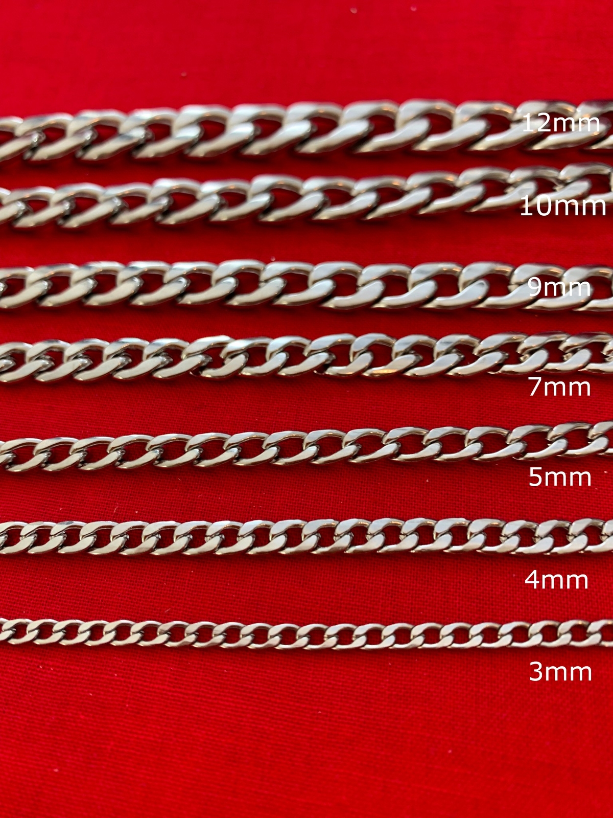 STAINLESS STEEL CUBAN CURB CHAIN 16″-36 SILVER WOMEN NECKLACE 3/4/5/7/9/10/12 MM