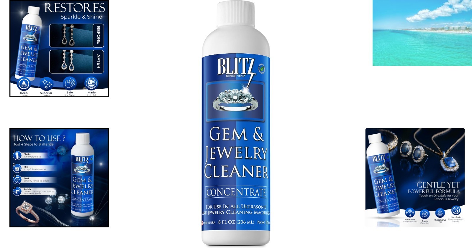 Eco-Friendly 8oz Jewelry Cleaner Concentrate for Gold, Silver & Precious Gems
