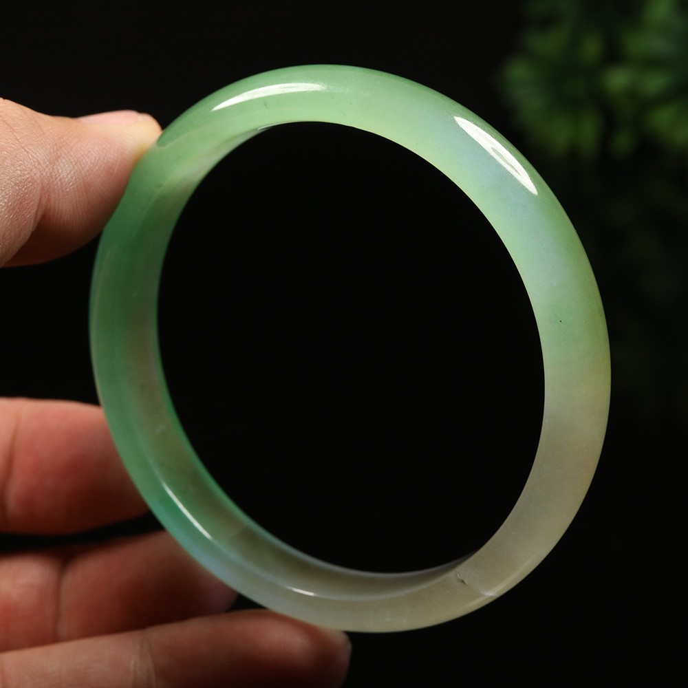 61mm Lavender Green Icy Jadeite Jade Bangle Bracelet Burma Jadeite A-14163