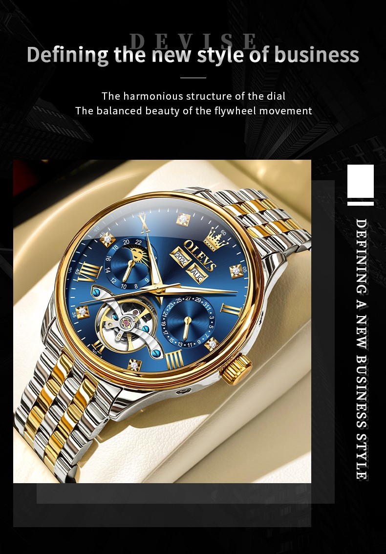 OLEVS 7023 High Quality Stainless Steel Strap Business Gents Automatic Watch