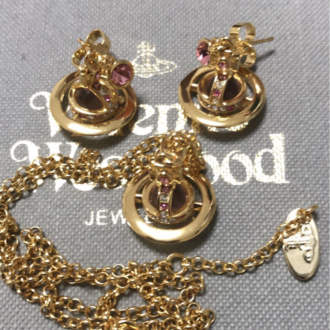 Vivienne Petite Ove Pink Gold Necklace Earrings Set IN BOX accessories