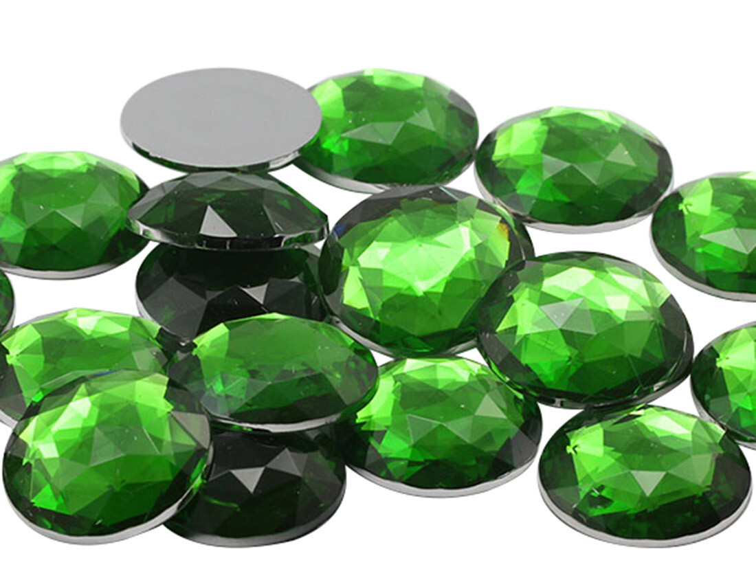 18mm Assorted 12 Colors Flat Back Acrylic Round Gems Rhinestones – 120 Pieces