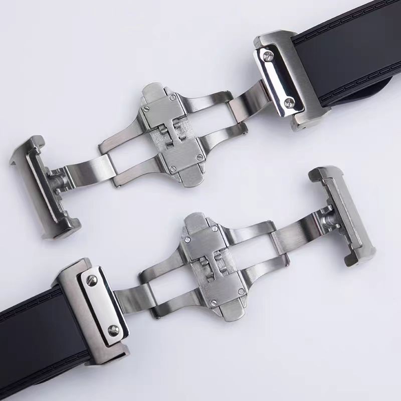 23MM 25MM RUBBER STRAP WATCH BAND FOR CARTIER SANTOS 100 XL CHRONO CLASP