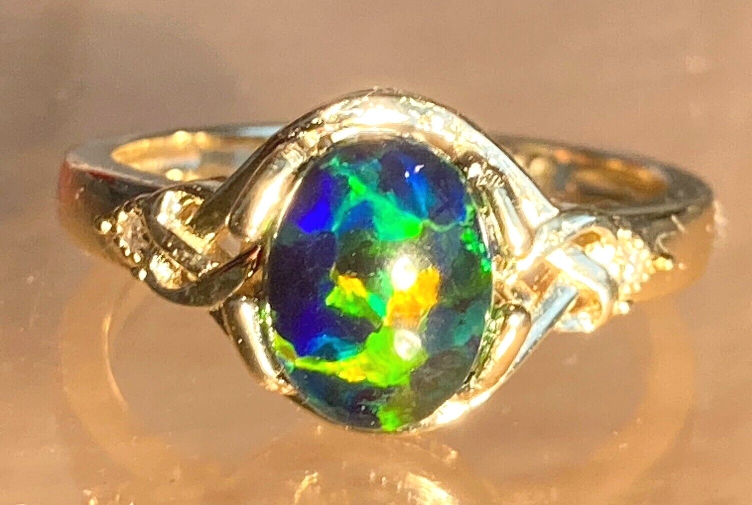 Opal Rings Emerald Green Multi-Coloured Created Opal Triplets – Sizes 6 to 11 US