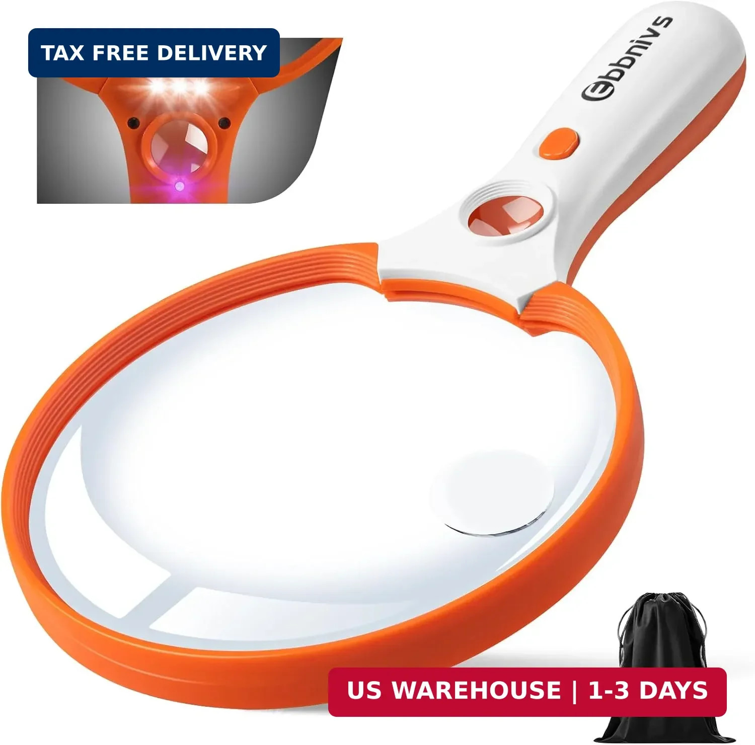 Large Magnifying Glass with Light, Magnifier 10X 20X 45X Handheld Illuminated Li