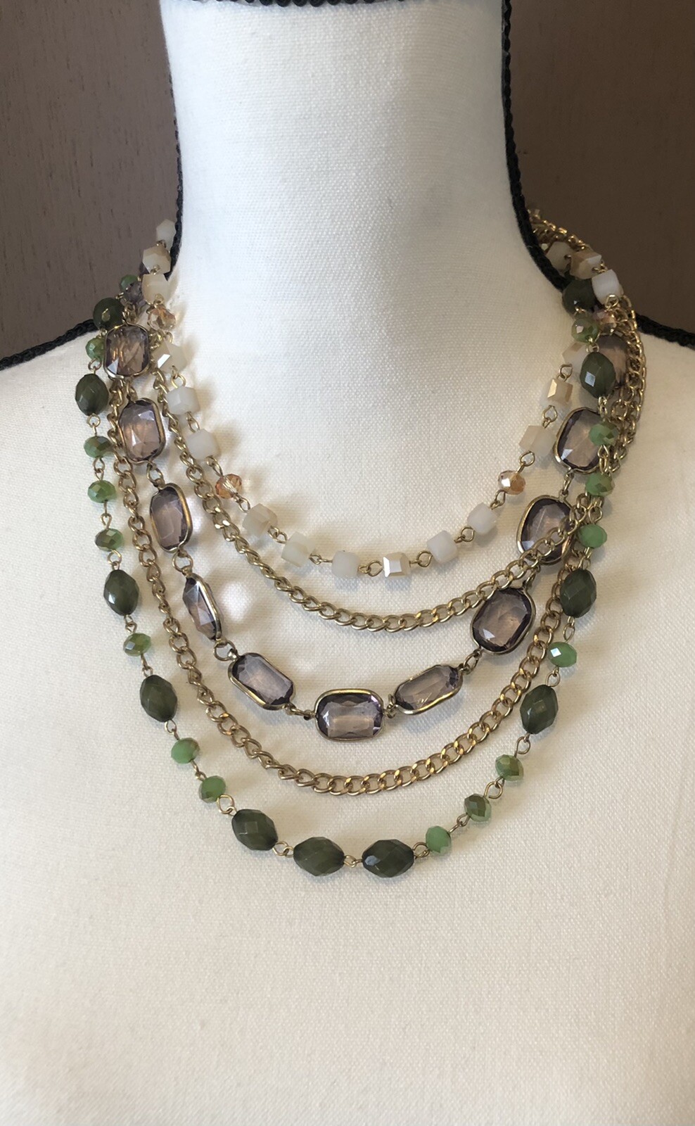Contemporary Egyptian Inspired Beaded Layered Necklace Fashion Jewelry GO2.4D23
