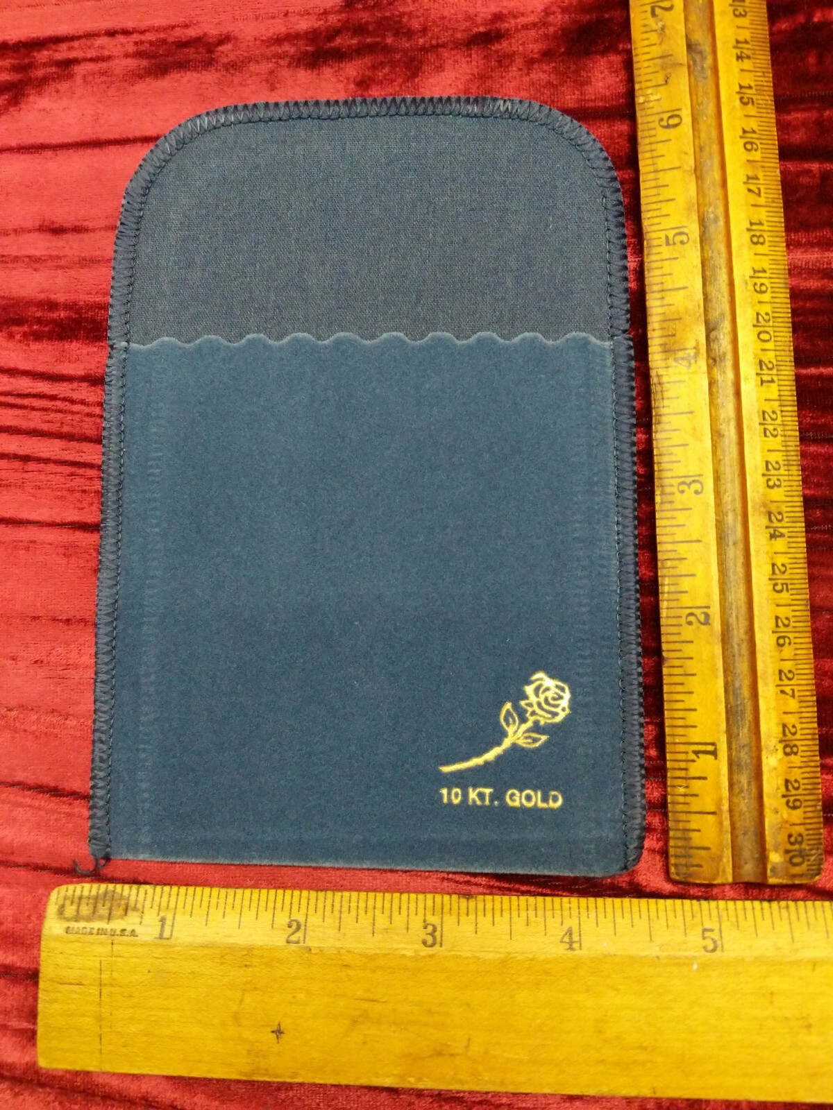 12X New NOS Blue Felt 4″X6″ Pouch Lot 10kt Gold Rose Stamped Keep Jewelry Coins