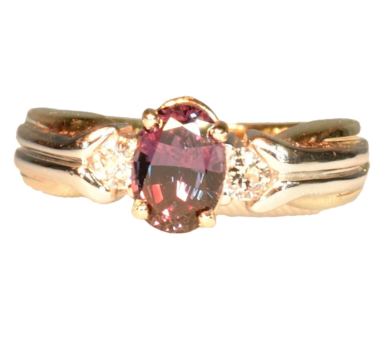 GIA Cert. Natural Color Change Pyrope-Spessartine Garnet 18k Plat. Diamond Ring