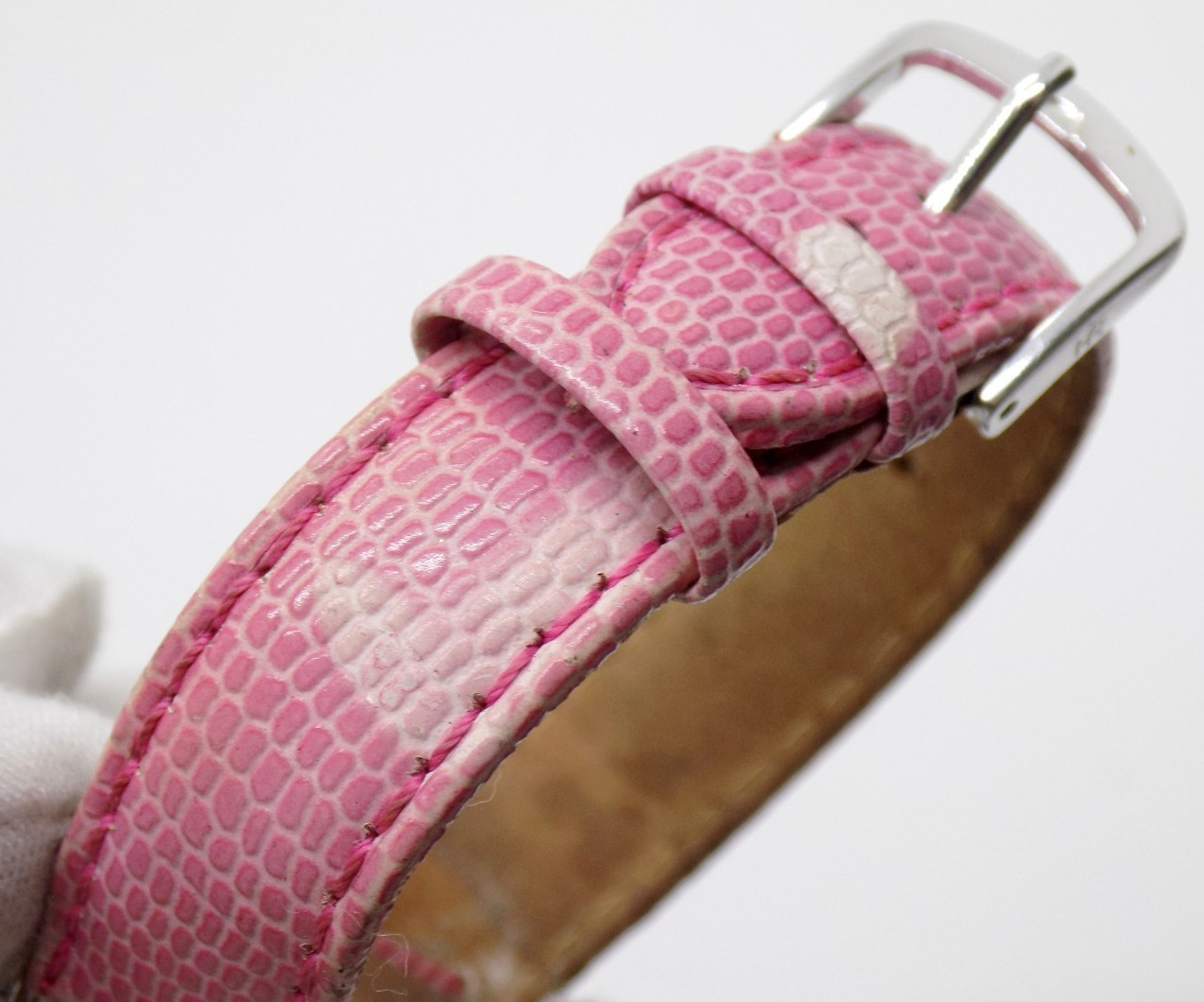 Charles Hubert Paris 1ct Diamond Pink Leather Watch – Band TLC Needs Battery