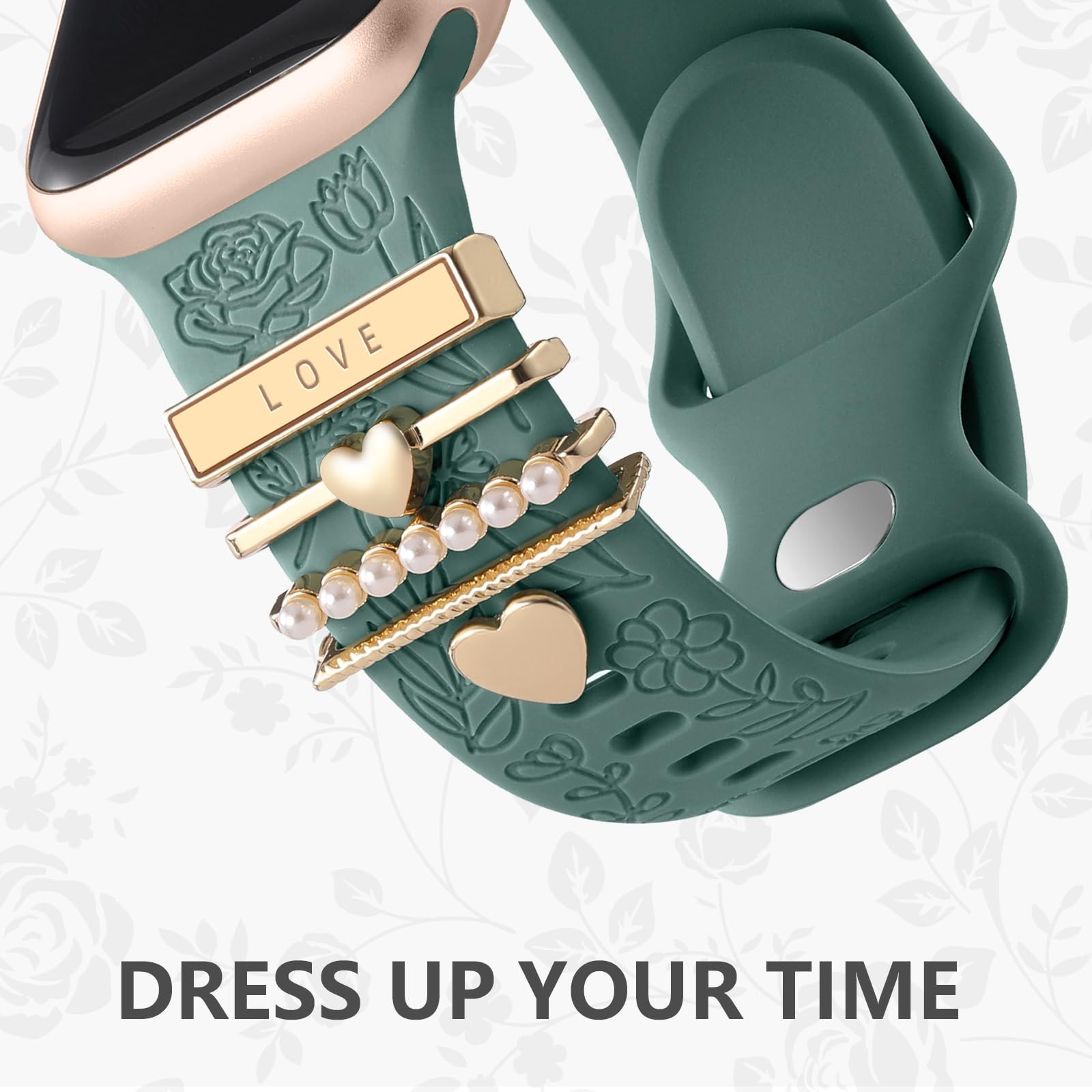 DaQin Flower 38mm/40mm/41mm/42mm(series 11 10), PineGreen Band/RoseGold Love