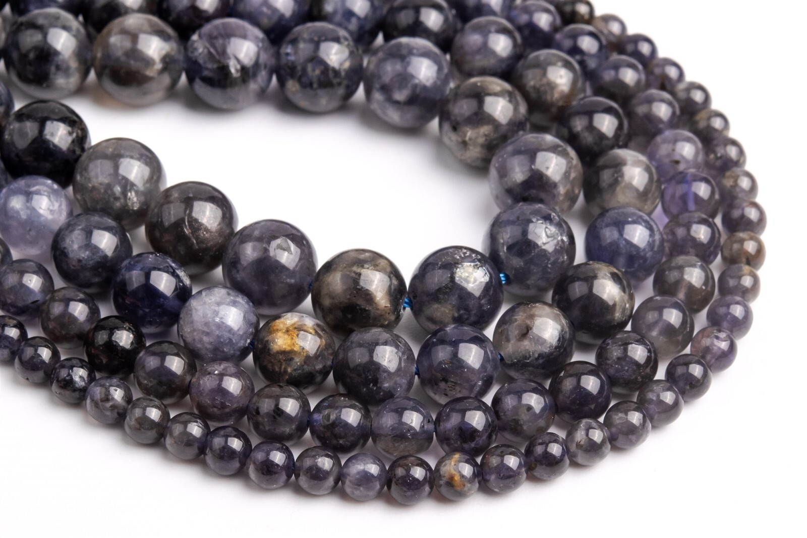 Genuine Natural Iolite Beads Grade A Round Loose Beads 4-5/6/8-9/12-13MM