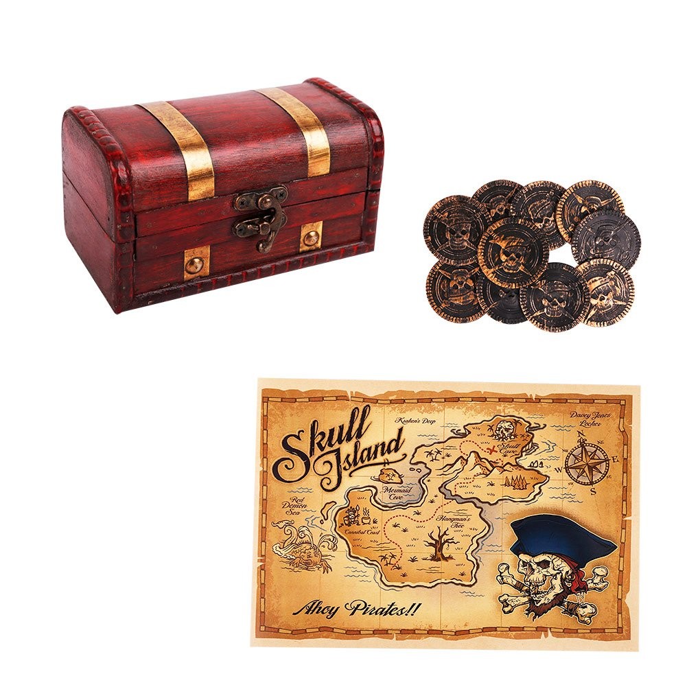 Small Wooden Treasure Chest Pirate Keepsake Box Kids Gift Home Decor