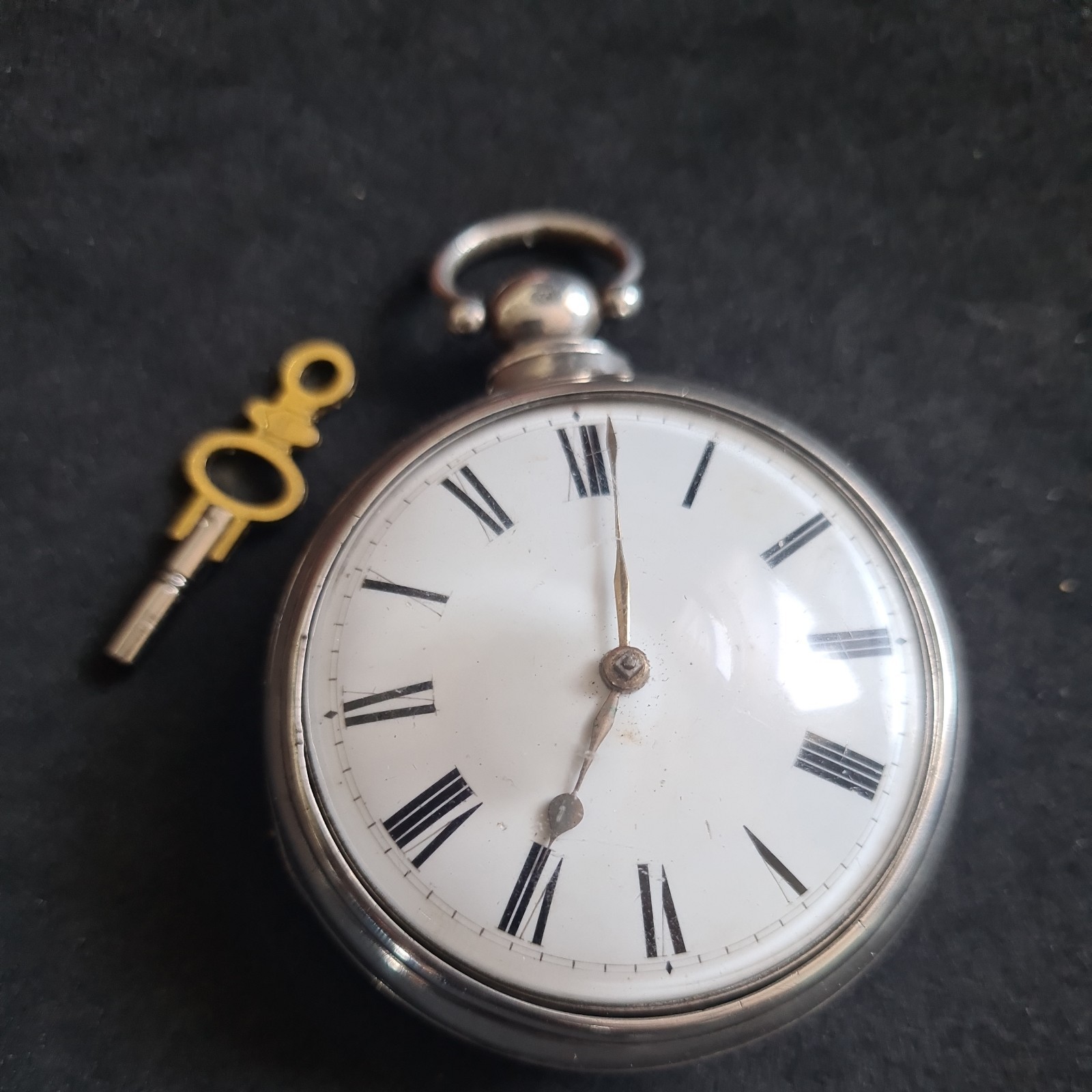 Antique solid silver Fusee verge pair cased London Pocket Watch 1840 W/O Ref4662