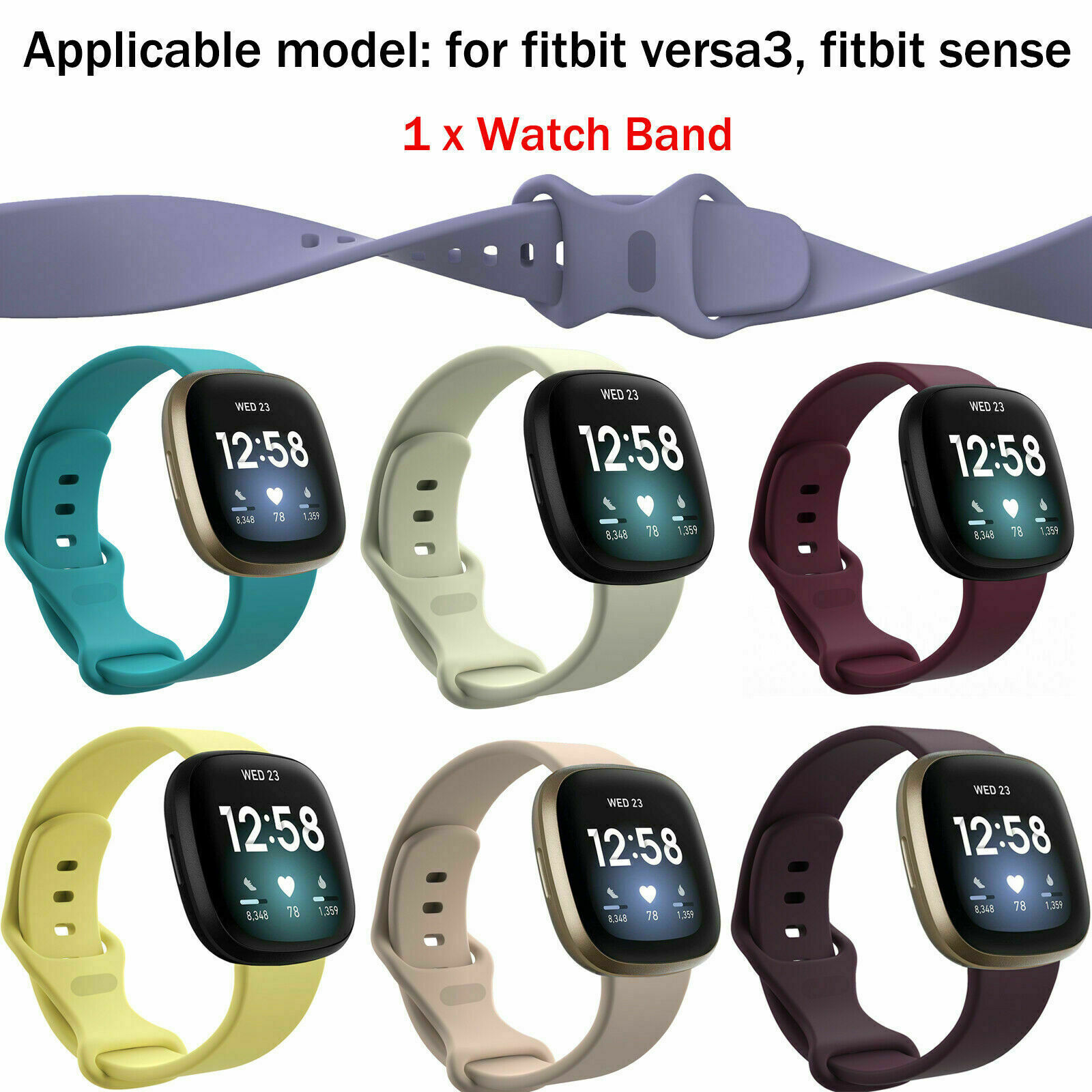 For Fitbit Versa 3 4/Sense 1 2 Strap Sport Watch Bands Silicone Wrist Bracelet