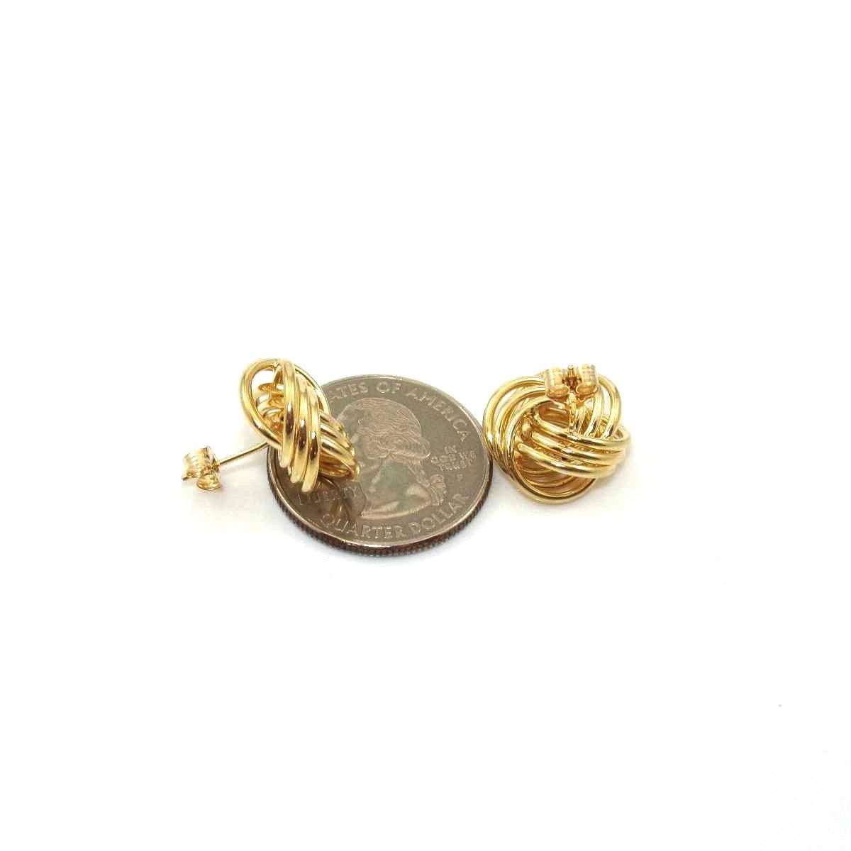 14K Yellow Gold Weave Woven Knot Stud Earrings
