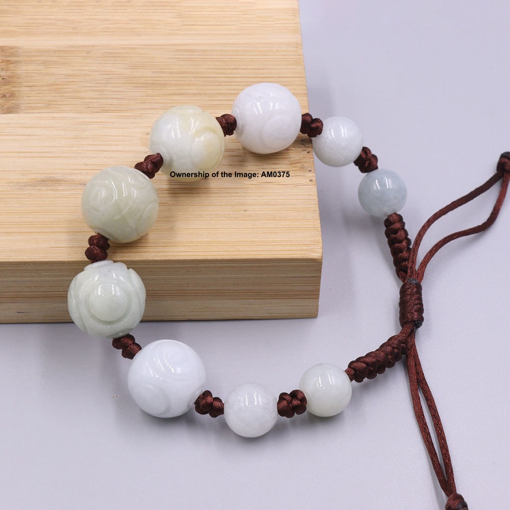 Natural Grade A Jadeite Women’s Bracelet 14mm Bead OWN DESIGN 16-18cm