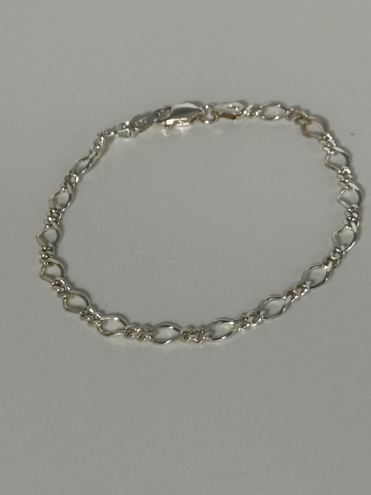 7” ITALIAN 925 STERLING SILVER FIGARO LINK CHAIN ANKLET CHARM BRACELET PETITE
