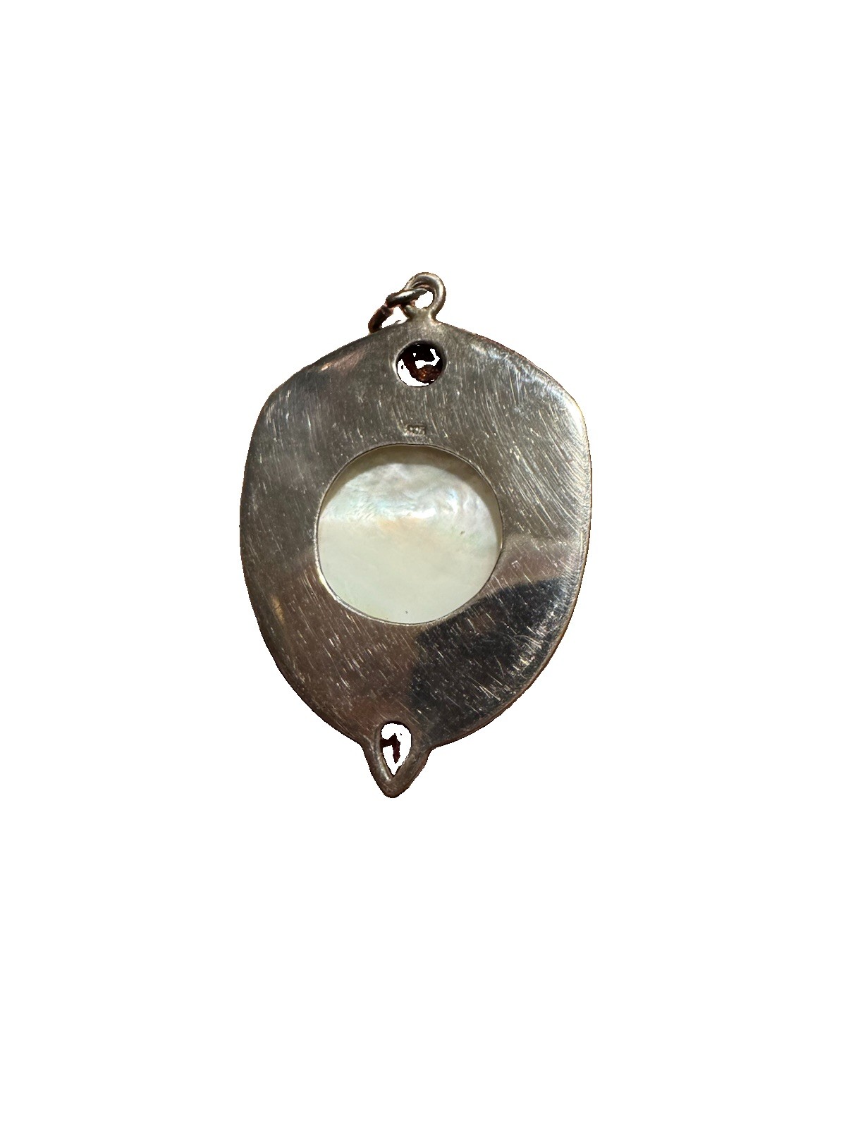 Vintage Sajen Sterling Silver Carved Man In The Moon Face Pendant Garnet 925