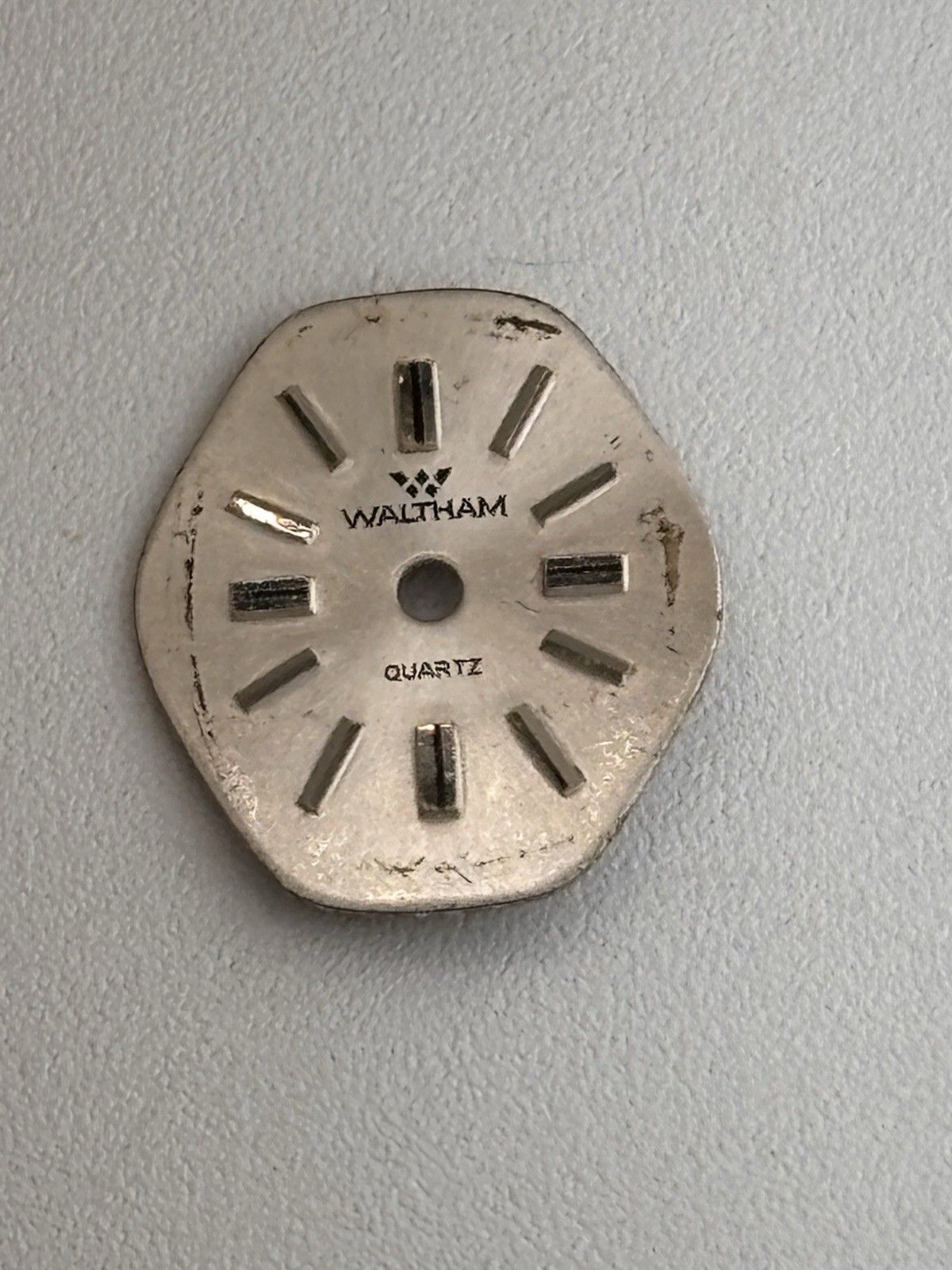 Waltham Quartz Watch Face Silver Tone 17.6 x 15.2 mm