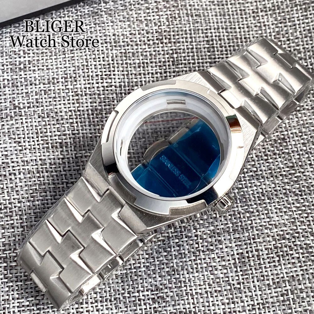 Silver 41mm Watch Case Bracelet Stainless Steel fit NH34 NH35 NH36 NH38 Sapphire