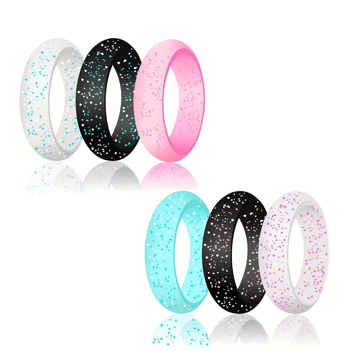 10 Pack Colorful Silicone Rings Women 5.5mm Wide Rubber Wedding Bands Sports