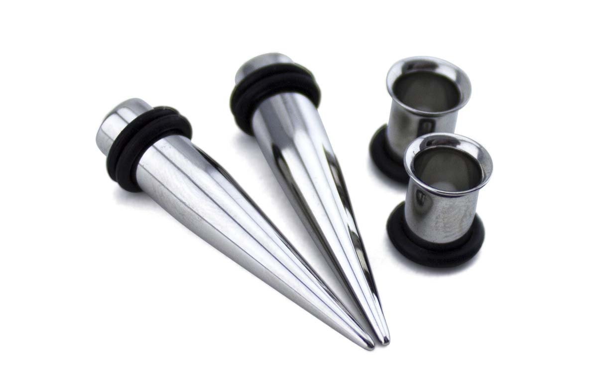 Urban Body Jewelry 1 Gauge Ear Stretching Kit – (1G – 7mm) 2 Steel Tapers & 2 St