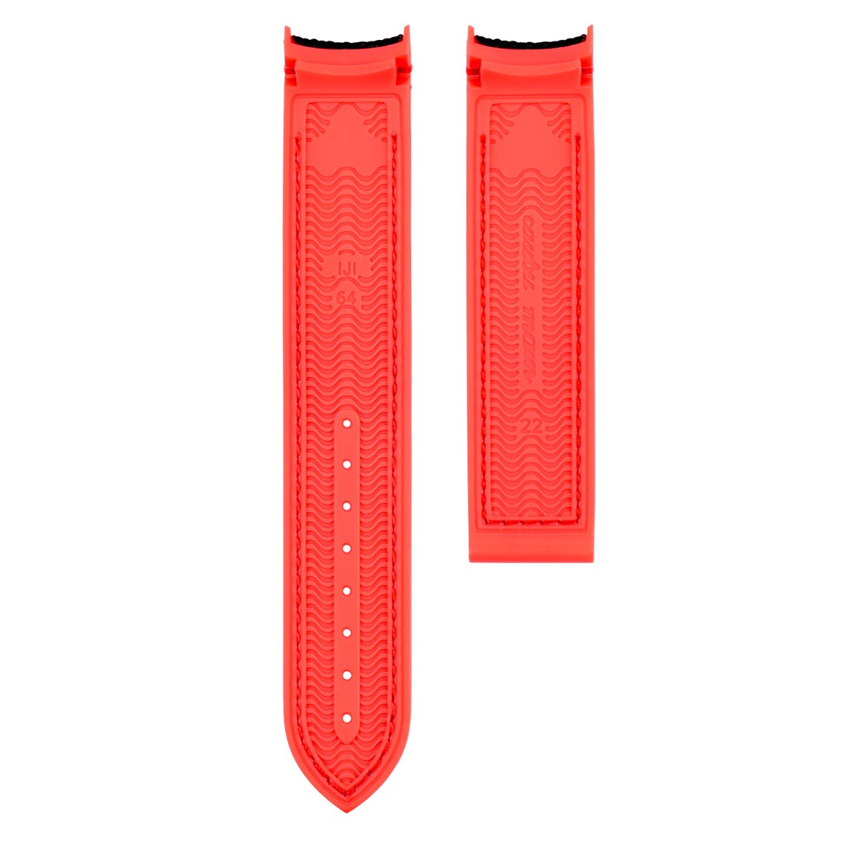 22mm Black Red Nylon Rubber Replacement Strap Red Stitching For Omega Seamaster