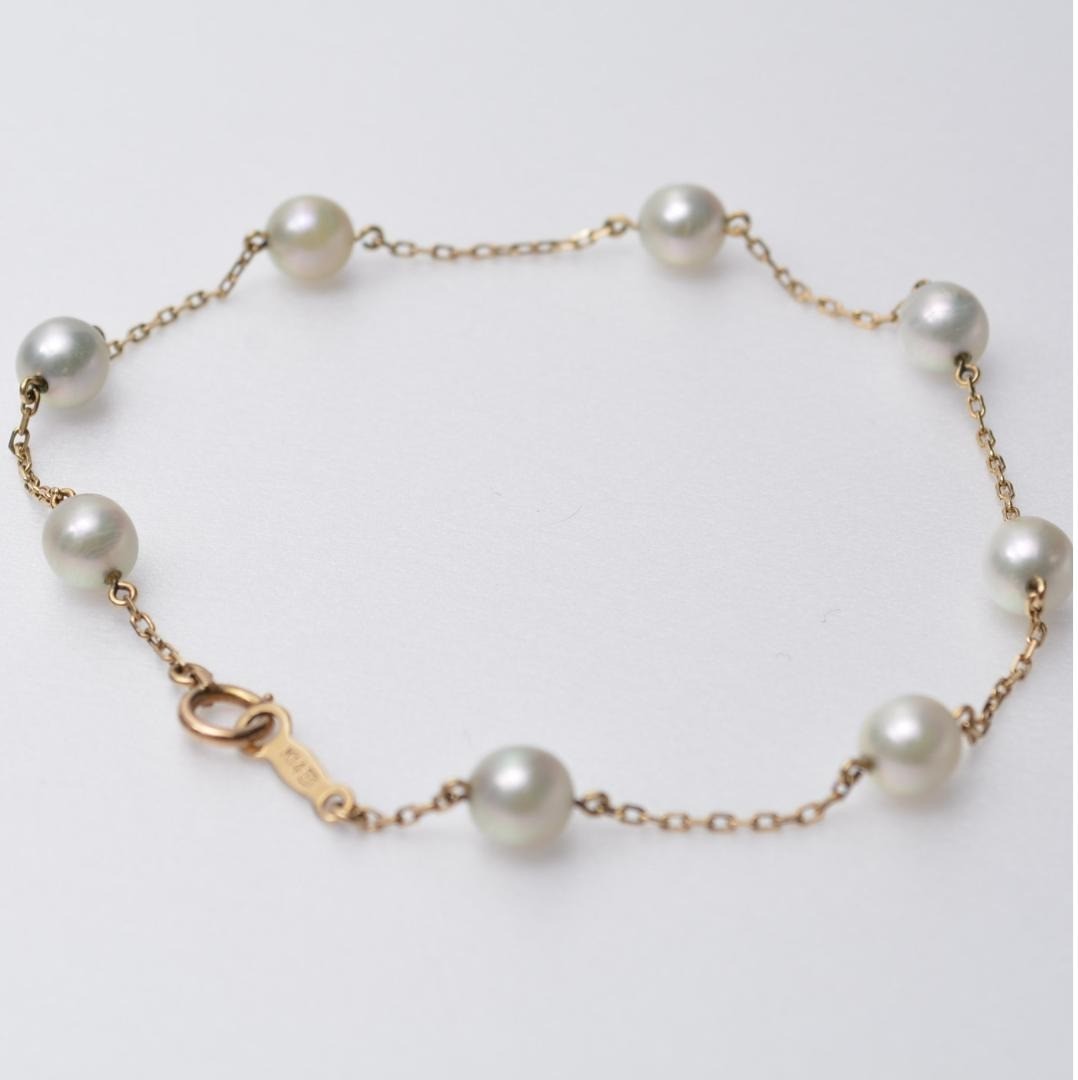MIKIMOTO Pearl bracelet Akoya pearl 5.7mm K14YG Yellow gold Ships from Japan