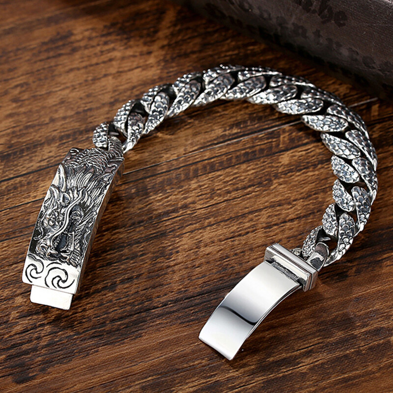 Original Design Silver Men’s Trend Domineering Personality Simple Chinese Style