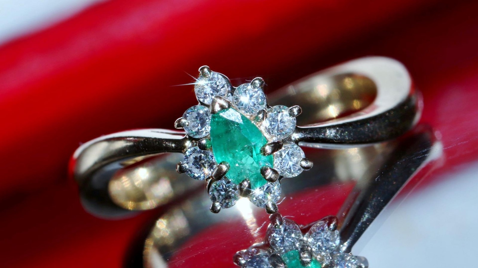 14k yellow gold 0.27ct natural diamond sz 4.5 ring emerald vintage treated 2.99g