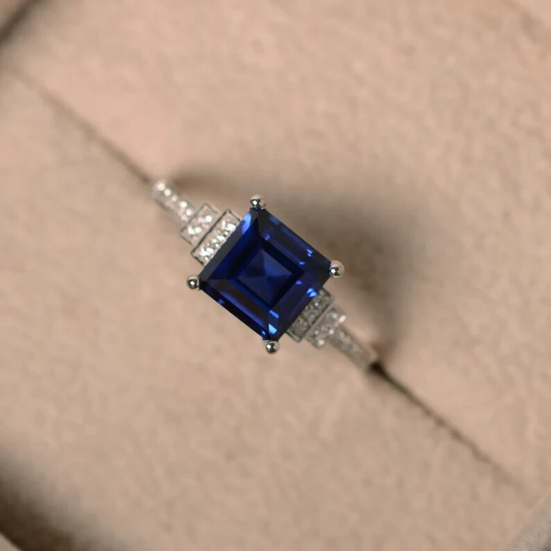 2.30Ct Princess Simulated Sapphire Attractive Wedding Ring 14k White Gold Plated