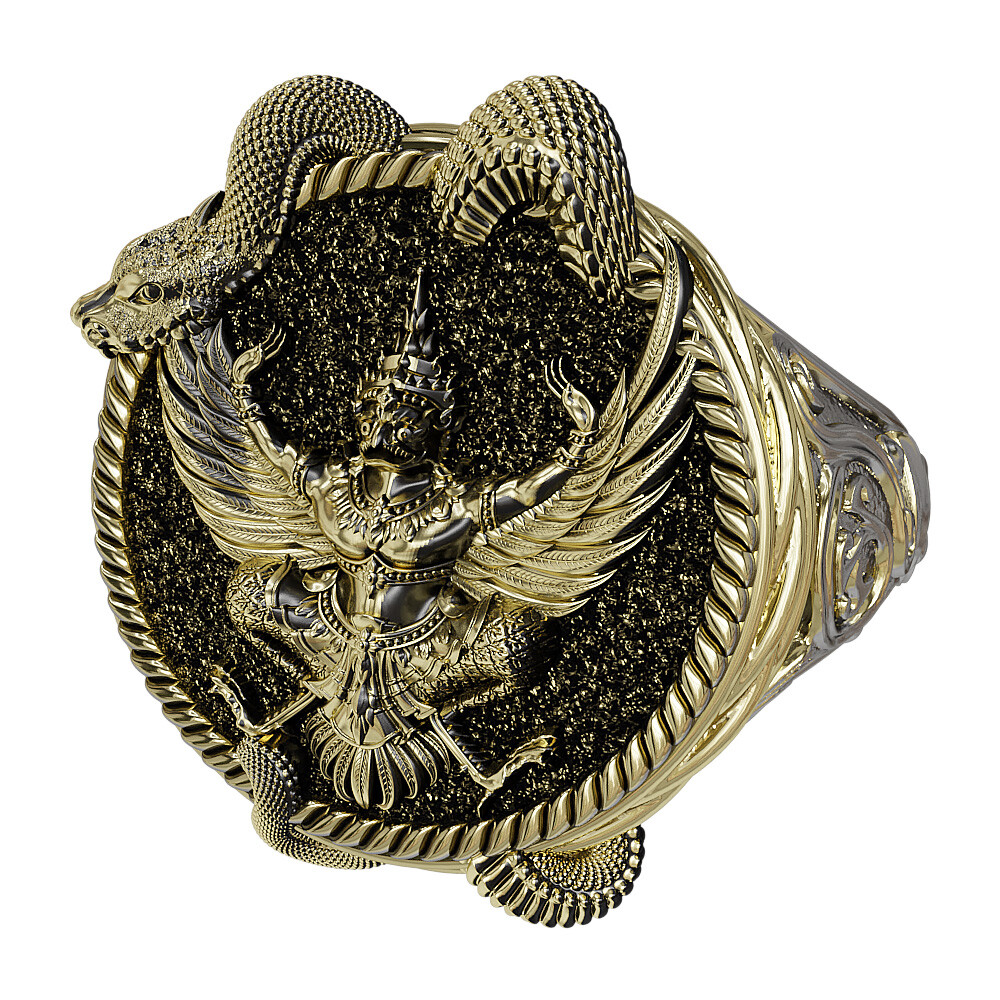 Garuda Phayakrut Ring Thai Amulet Biker Brass Jewelry