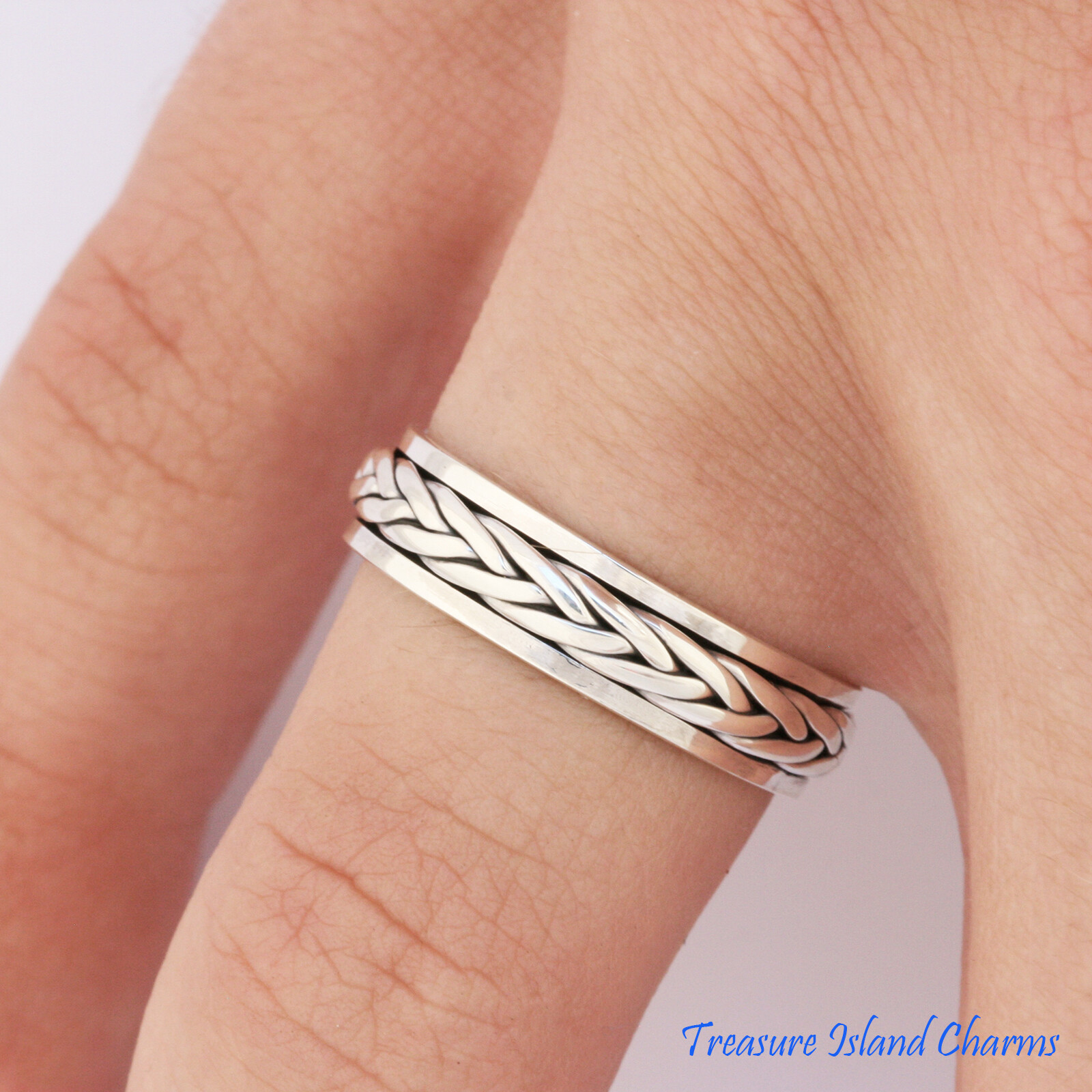Celtic Weave Braid Spinner Spinning 925 Sterling Silver Ring 5mm Band Sizes 6-13