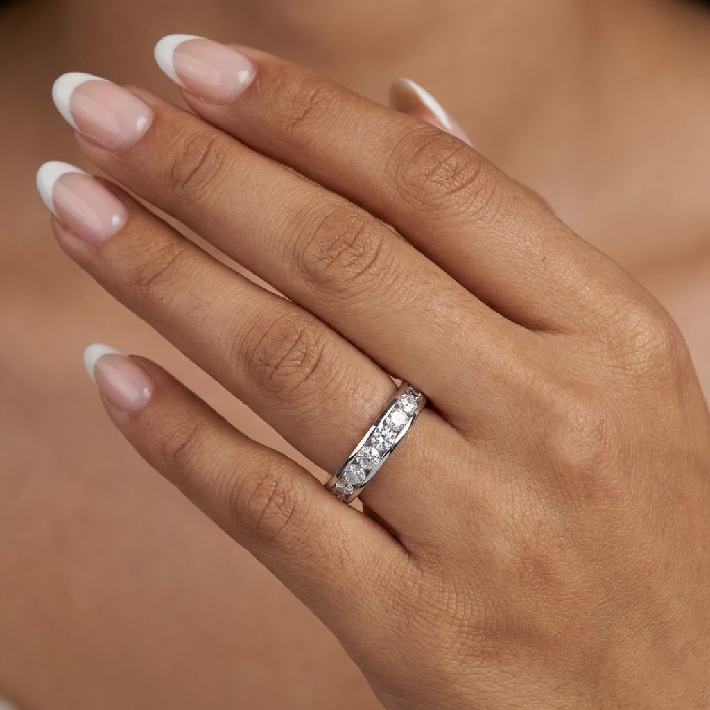 Eternity Wedding Ring 14K Gold Classic 4.50 Carat Round Lab-Grown Diamond E VVS2