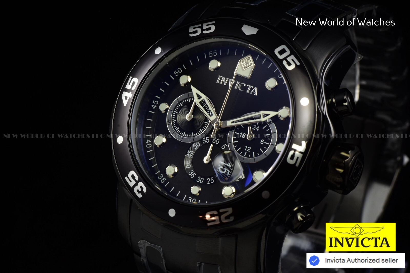 Invicta Men’s Pro Diver Scuba Chronograph Triple Black Combat Bracelet NEW Watch