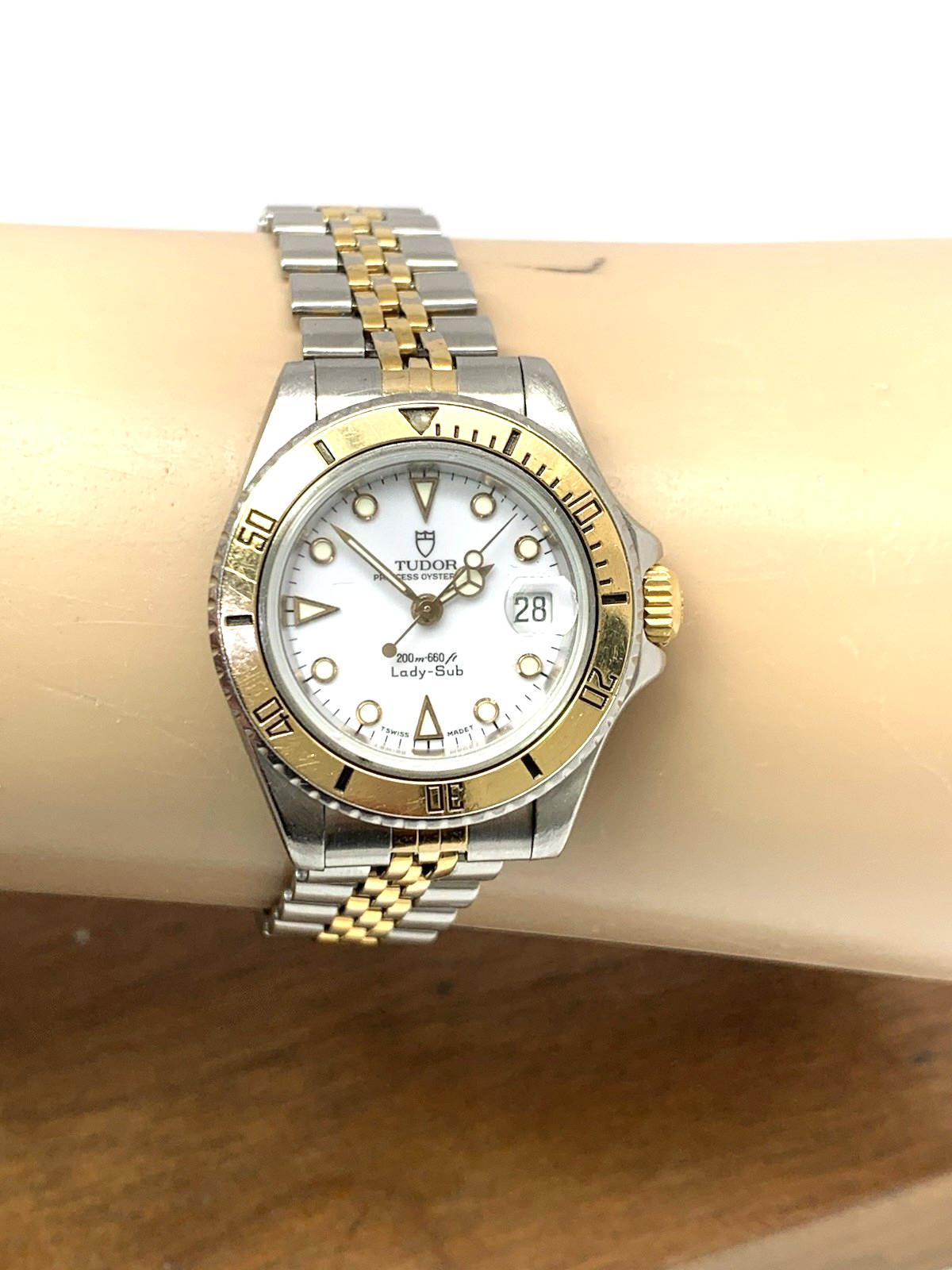 Tudor Women’s Watch Vintage Swiss Automatic White Dial Two Tone Gold Steel 27mm
