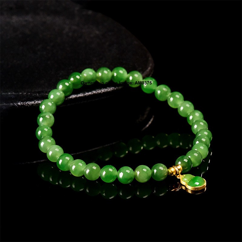 Natural Grade A Jade 6mm Green Jade Bead Stretch Bracelet Women’s Bracelet