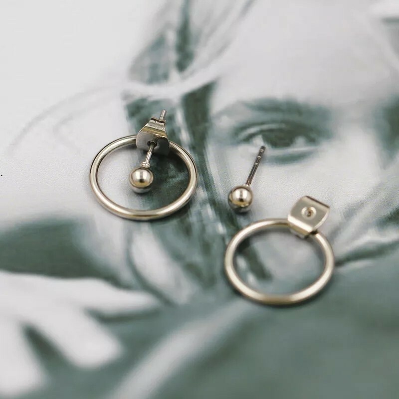 New Women’s Hoop Stud Earrings Alloy Bean Round Earring Hanging Small Ring Stud