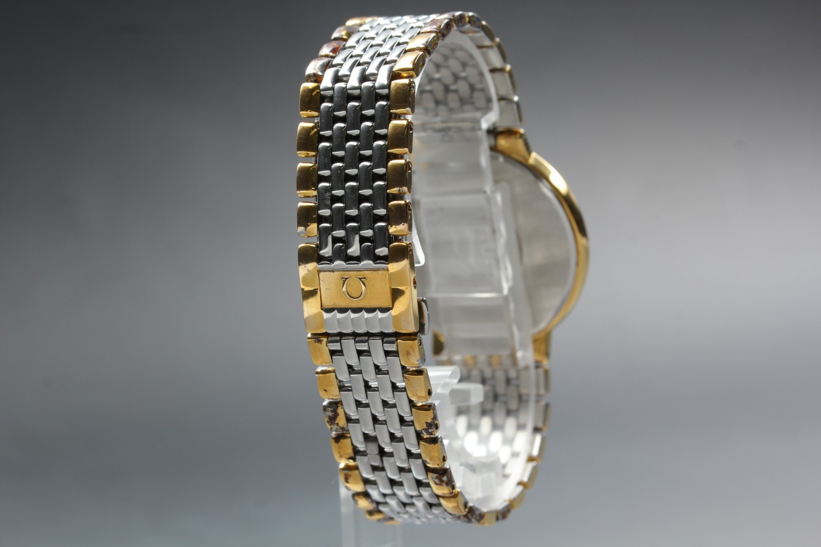 Vintage w/ Box Omega De Ville Cal.1378 Gold White Roman Quartz Men Watch JAPAN