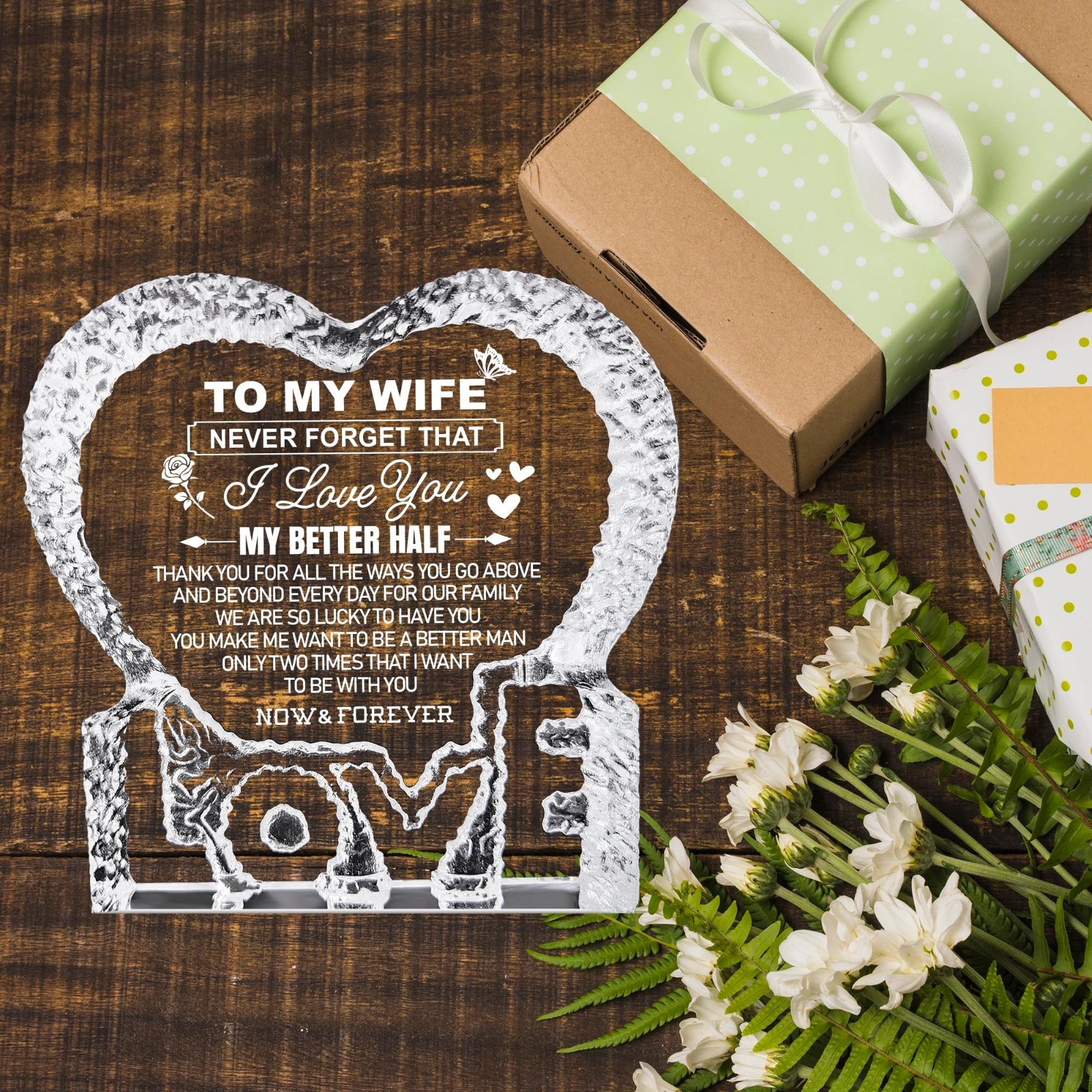 Romantic Crystal Gifts for Wife – K9 Keepsakes, Mother’s Day & Birthday Presents