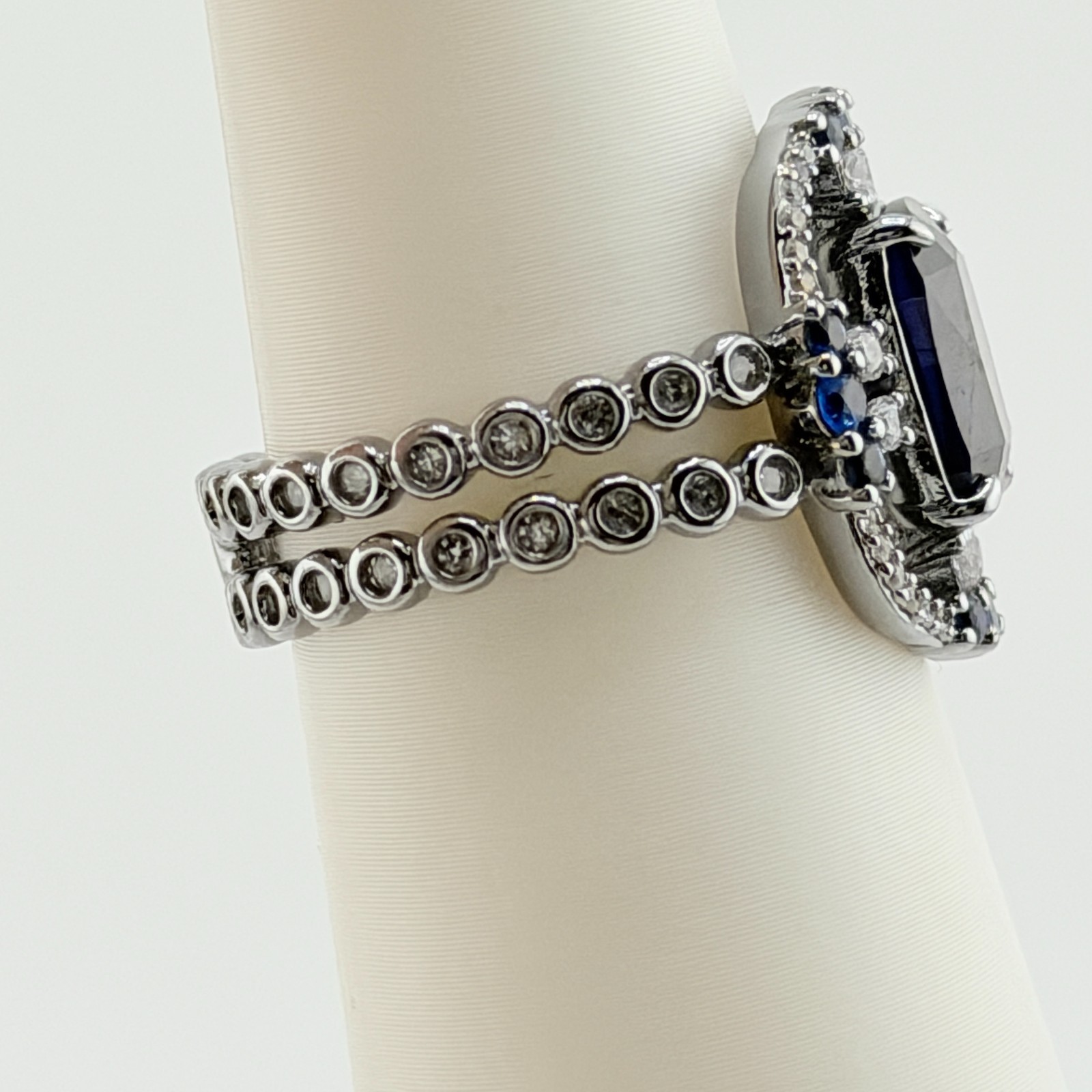 Bomb Party September Ring Sz 8 “Never Meek” Lab Created Sapphire on Hematite