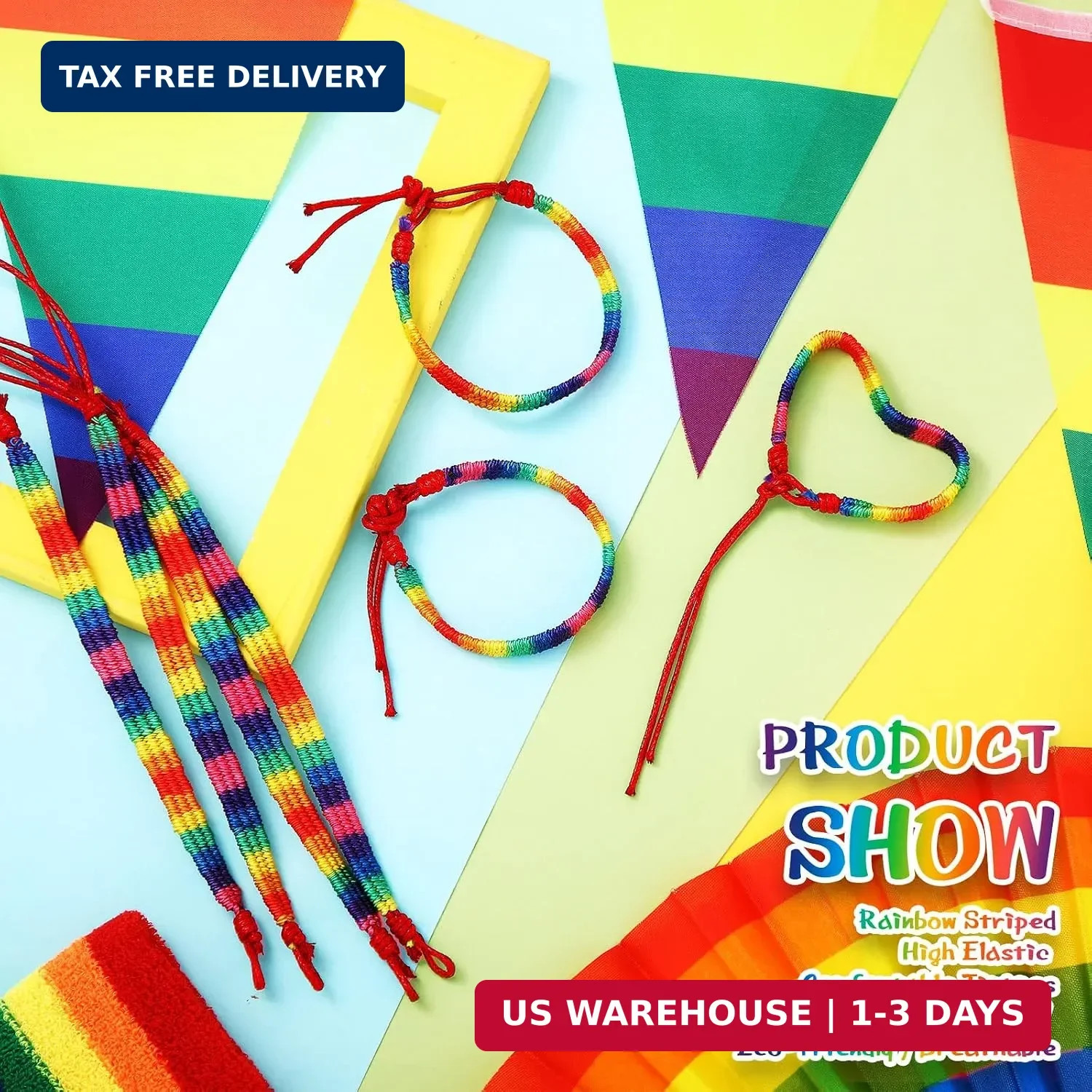 Kenning Rainbow LGBT Pride Bracelet Handmade Braided Friendship String Bracelet