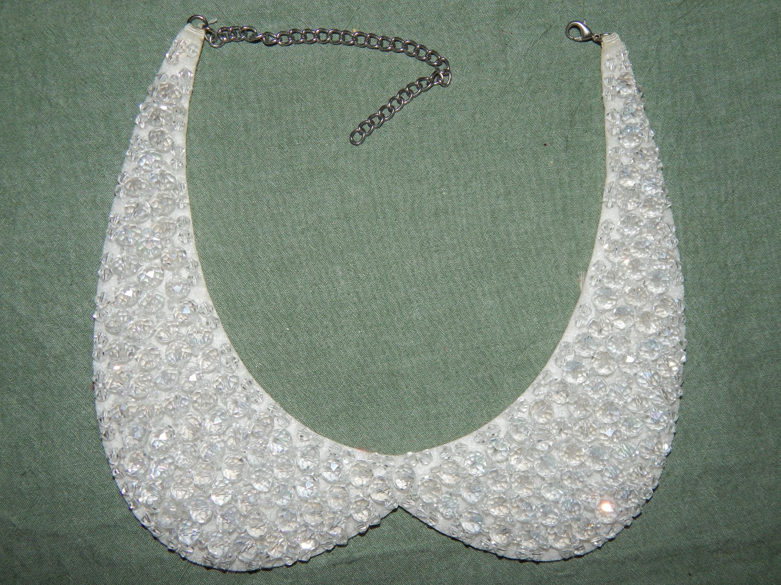 Vintage Bead Collar Bib Necklace: Faceted Crystal Beads, Handmade